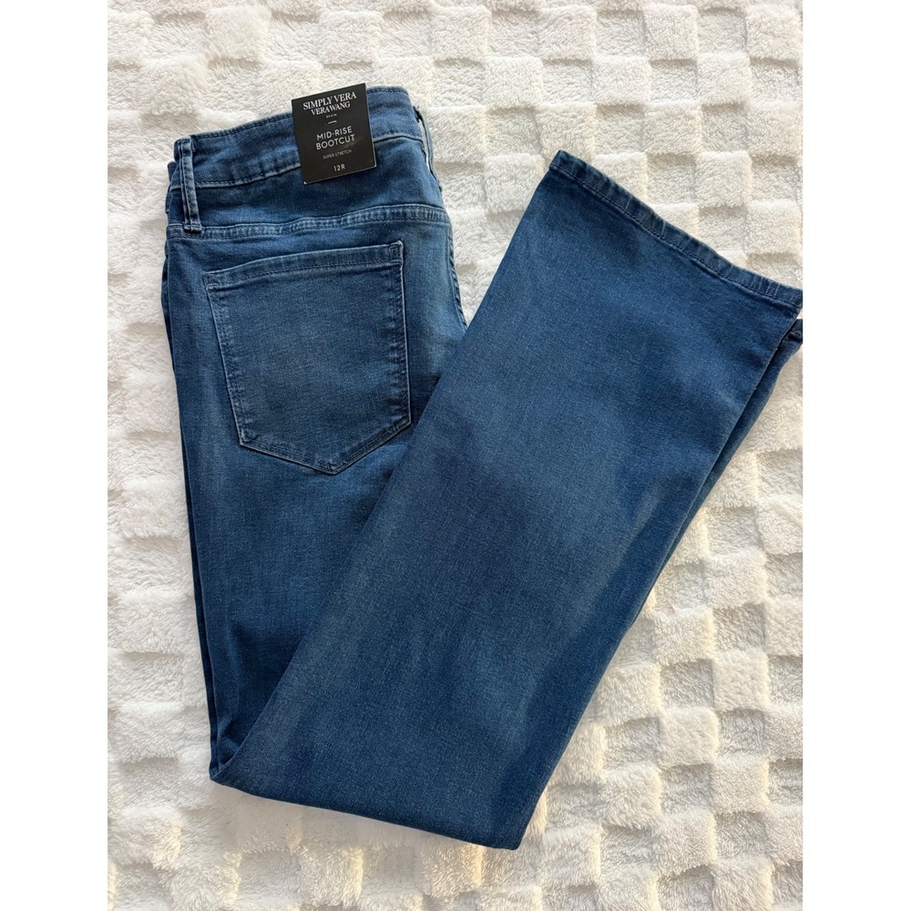 Simply Vera Vera Wang Mid-Rise Bootcut Super Stretch Jeans Dark Wash 12R - NWT